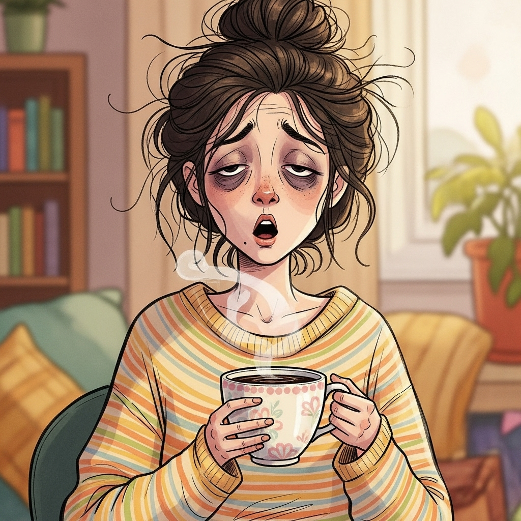 tired woman with coffee